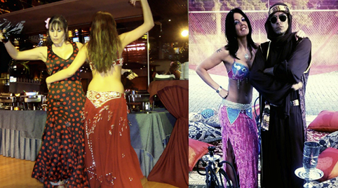 Arabische outfits buikdanseressen waterpijp terras te huur